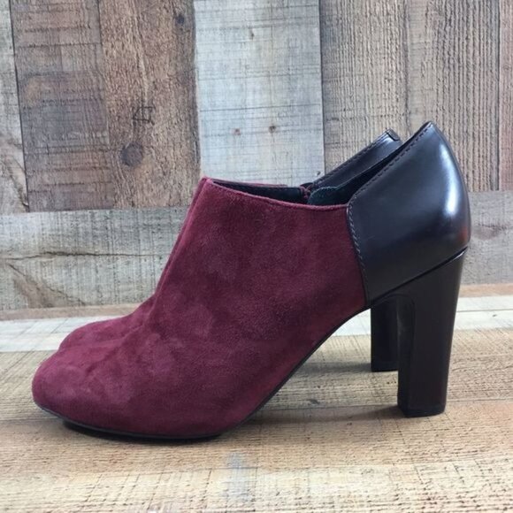 Geox‎ Respira Red Black Brick Suede Glimmer Pumps Ankle Booties Womens 38.5 8.5 - Picture 9 of 15